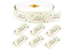 Qilery 1000 Christmas Raffle Tickets Merry Christmas Carnival Raffle Tickets Red Numbered Fundraiser Holiday Drink Roll for Events Parties Games Door Prizes Concert (Vintage)