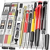 Nicpro 17Pack CP2000 Carpenter Pencil Set with Sharpener, Mechanical Pencils with 57 Refill, Carbide Scribe Woodworking Tool,