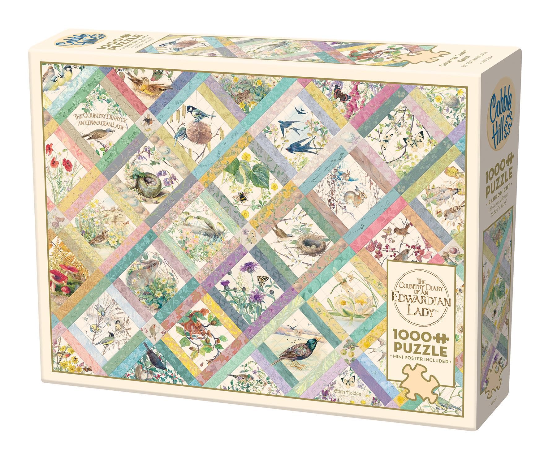 Cobble Hill Country Diary Quilt -1000 Piece Jigsaw Puzzle - Poster Included, 26.625" x 19.25"