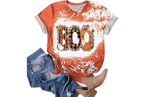 GENERIC Halloween Shirts for Women 2025 Cute Ghost Shirt Fall Pumpkin Tshirt Coffee Graphic Tees Casual Short Sleeve Tops