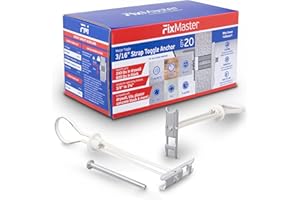FIXMASTER 3/16" Heavy Duty Master Toggle-Bolt Strap Anchors (20 Pack) w/ 20 Steel Threaded Studs - 3/16"-24 UNC Fastener Size - Great for TV mounting, 240 lb Holding Strength