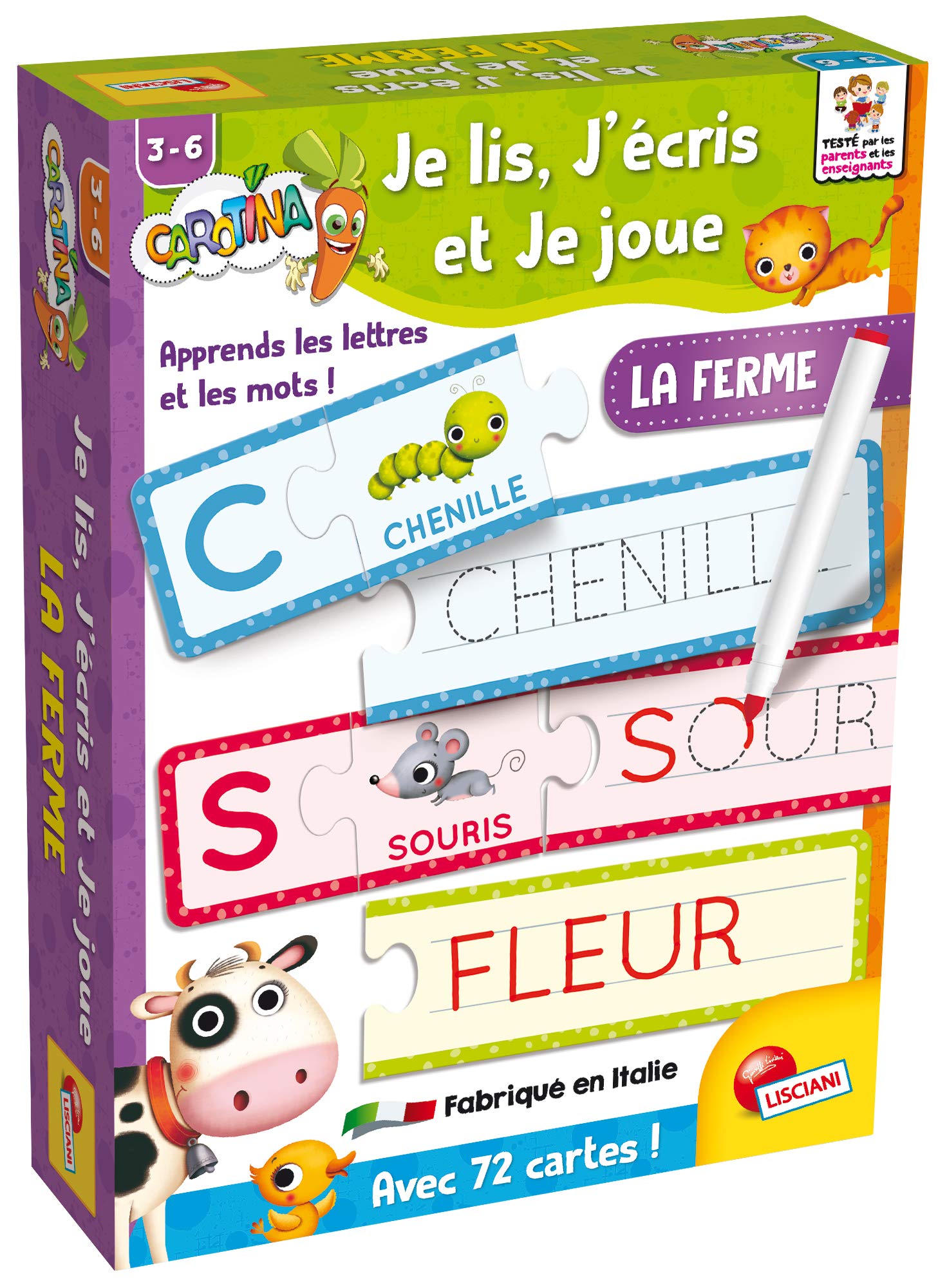 Lisciani - I Read, I Write and I Play - Learn Letters and Words from the Farm - Educational Game - For Children Aged 3 to 6 Years - Carotina