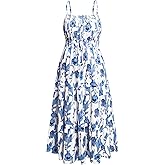 Plus Size Summer Dresses - Boho Maxi Sundress with Pockets Spaghetti Strap Long Casual Sun Dress for Vacation and Beach
