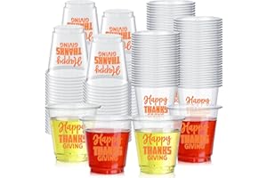 Jingmore 100 Pcs 3 oz Thanksgiving Shot Cups Small Plastic Party Glasses Autumn Disposable Drinking Cups Whiskey Food cup for Fall Thanksgiving Friendssgiving Party & Events