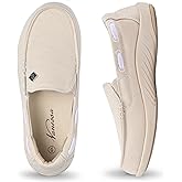 Womens Slip On Shoes, Comfort Casual Loafers Shoes with Arch Support - Boat Canvas Sneakers for Daily Walking
