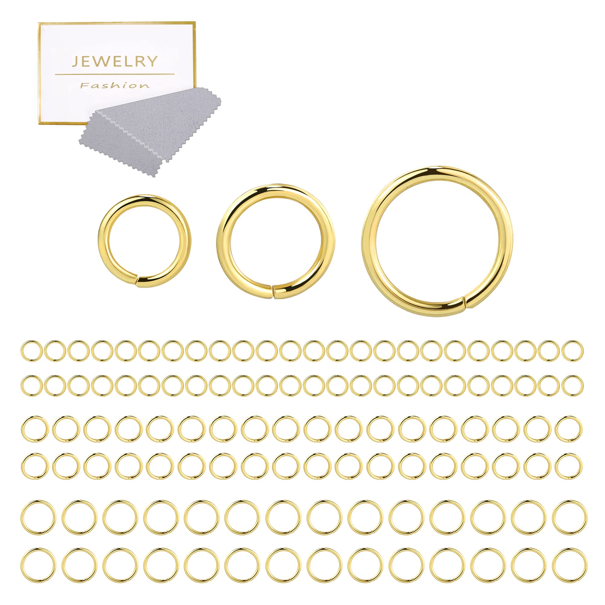 Gold Rings for Jewelry Making, 60Pcs 925 Sterling Silver 14K Real Goldplated Open Jump Rings 4 5 6 mm, Hypoallergenic Split Rings Set, Gold Rings Connect Clasps for Necklace Bracelet Chians Making