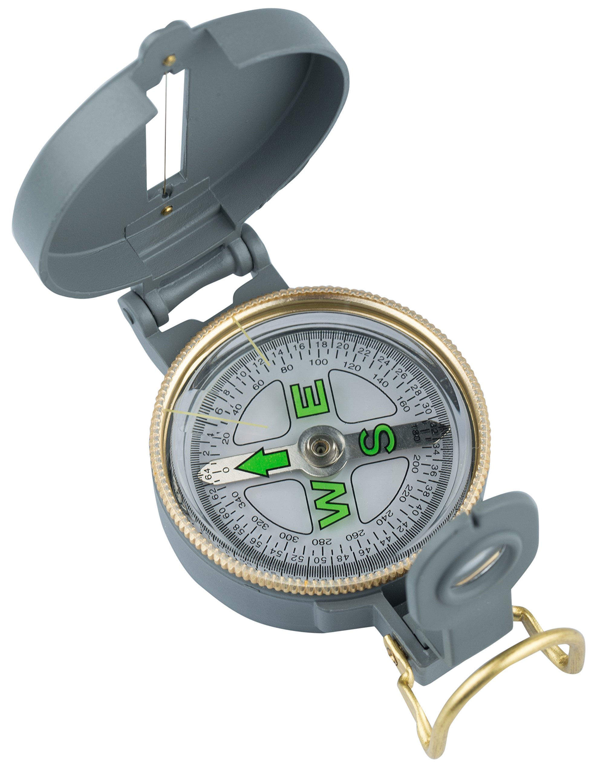 AceCamp Folding Metal Compass, Foldable & Portable Compass, Professional Multifunctional Metal Compass with Metal Sight Line & Magnifying Glass for Hiking, Camping, Backing