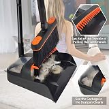 JEHONN Dustpan and Brush Set Long Handle 138cm 180° Swivel Orange Black view 5