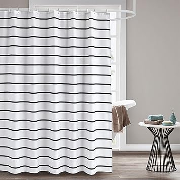 Amazon Com Seavish Fabric Shower Curtain 72 X 72 Black And White