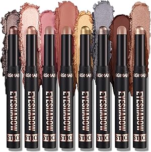 8PCS Lidschatten Stick Weiche Cremige Matte Schimmer Lidschatten Bleistift Crayon Hervorhebung Pigmentierter glänzender Lidschatten Bleistift Wasserdichter Classy Schimmer Lidschatten Sticks Set(B)