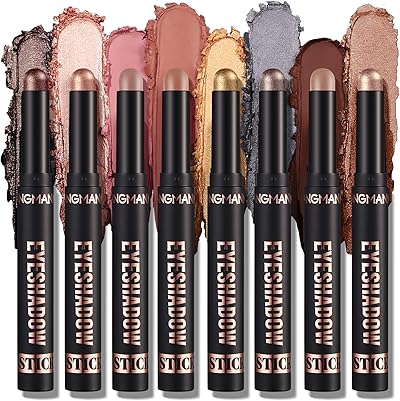 8PCS Lidschatten Stick Weiche Cremige Matte Schimmer Lidschatten Bleistift Crayon Hervorhebung Pigmentierter glänzender Lidschatten Bleistift Wasserdichter Classy Schimmer Lidschatten Sticks Set(B)