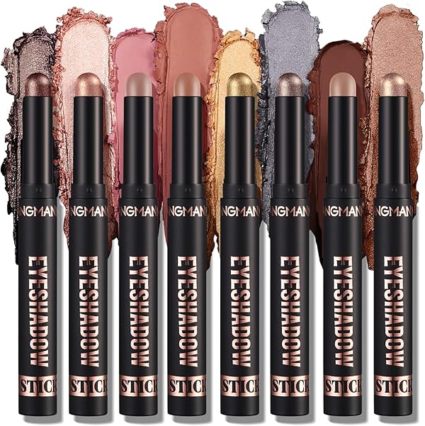 8PCS Lidschatten Stick Weiche Cremige Matte Schimmer Lidschatten Bleistift Crayon Hervorhebung Pigmentierter glänzender Lidschatten Bleistift Wasserdichter Classy Schimmer Lidschatten Sticks Set(B)
