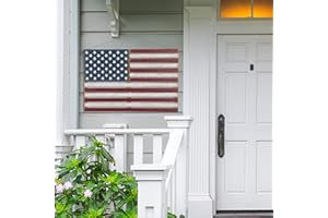 Glitzhome 41.93"L Wooden Patriotic Wall Decoration, USA National Flag Farmhouse Front Door Art Decoration Hanging Sign