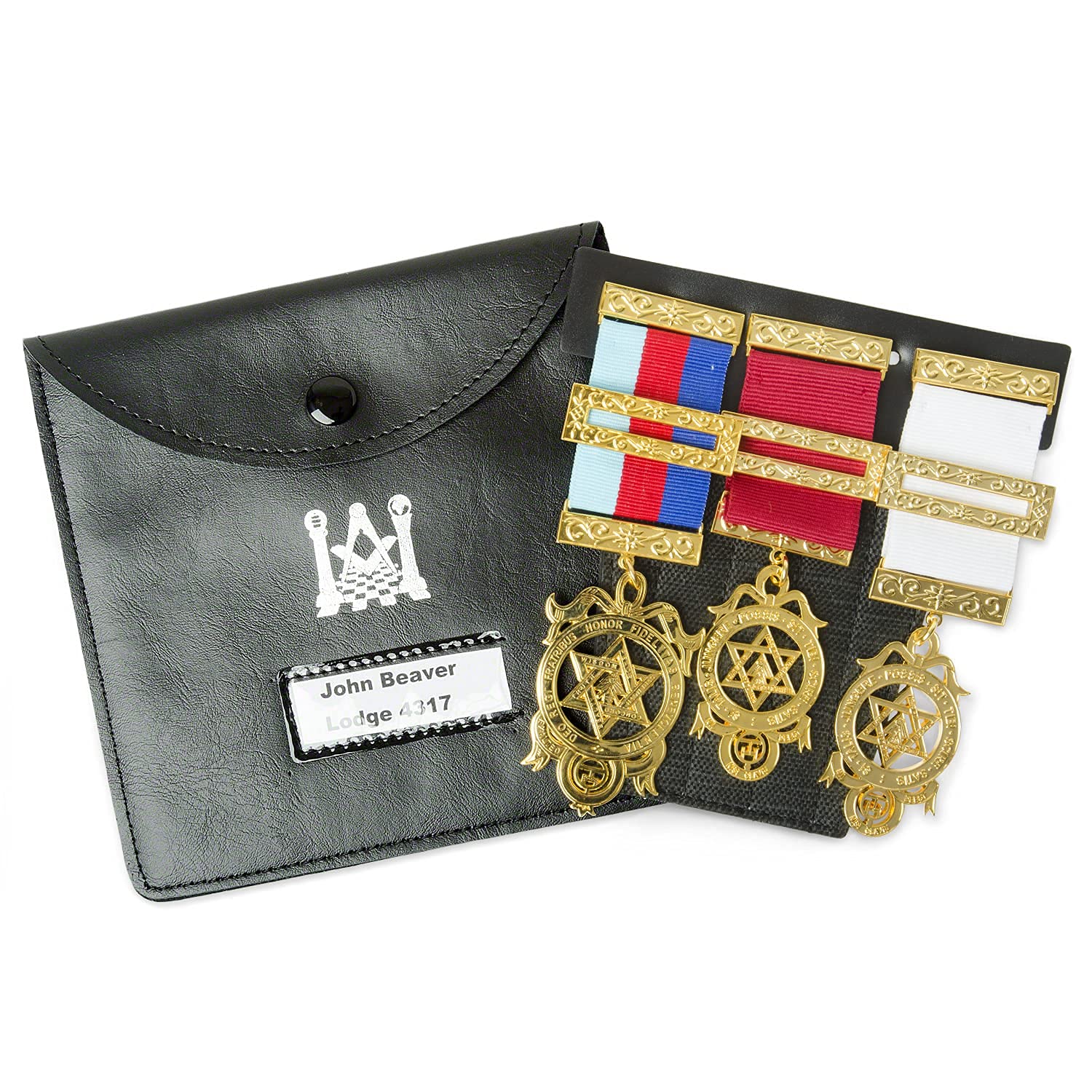 THE MASONIC COLLECTION - Regalia Pocket and Wallet Jewel Holder Leather Set - Store Jewels Comfortably - Personalization Available - Freemason Gifts For Men