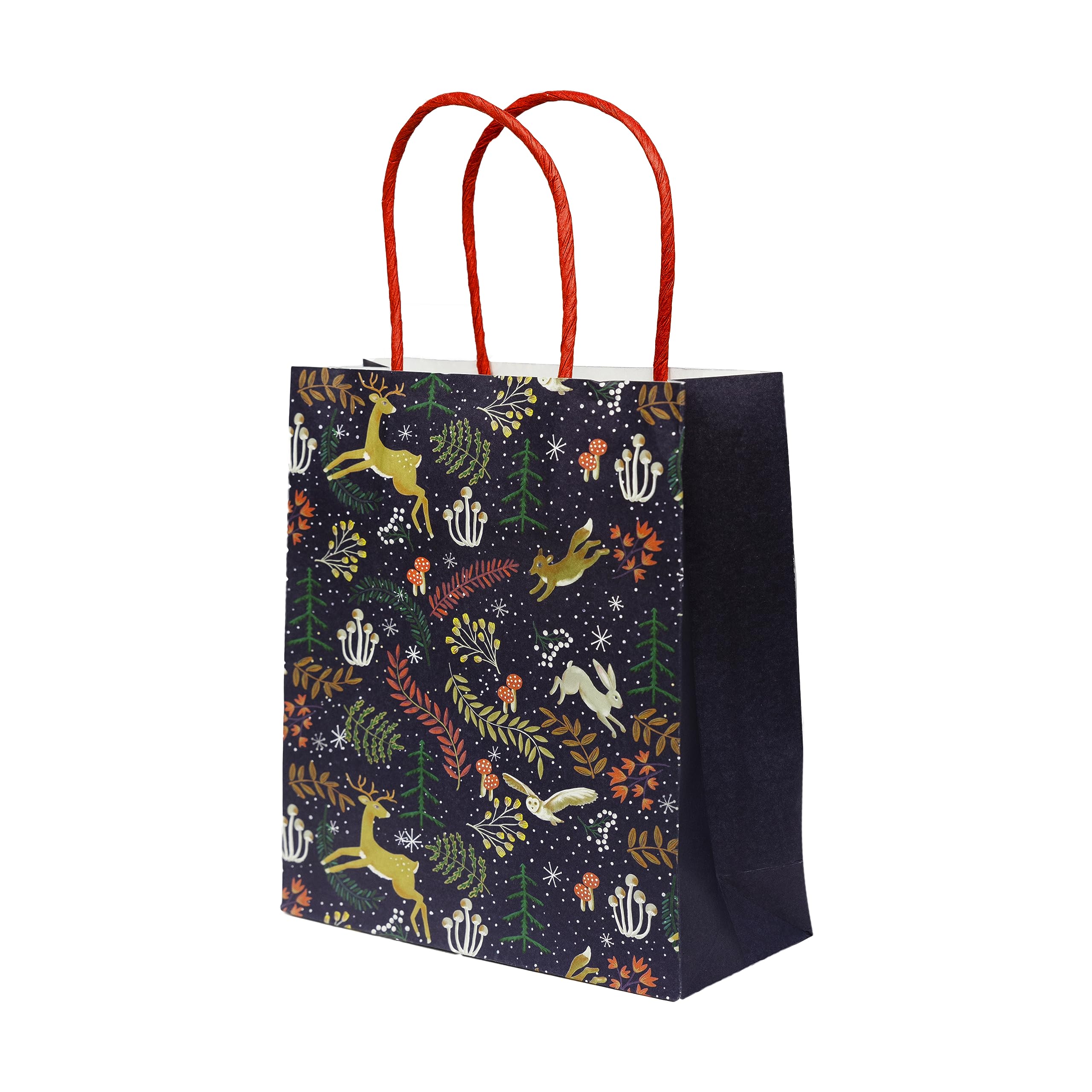 8 x Winter Wonderland Animal Themed Strong Gift Bags with Handles for Xmas Presents | Festive Wrapping for Adults or Kids |Woodland Nature Design|by Talking Tables | Height = 19cm