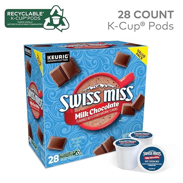 SWISS MISS MILK CHOCOLATE HOT COCOA KEURIG SINGLE-SERVE K CUP PODS, 28 COUNT
