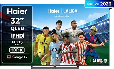 S80 QLED Full HD 32" H32S80GFX, Smart TV con Google TV, Chromecast, Dolby Audio, HDR10, Bluetooth 5.1, USB 2.0 x 2, DBX TV, HDMI 2.1 x 4 [2026]