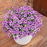 BCBLF Faux Flowers for Outdoor Planters, Artificial Flowers for Outdoors, 12 Bundles Outdoor Indoor Uv Resistant, Artificial Flowers for Decoration, White Silk Faux Spring Flowers for Outside, Purple