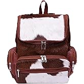 Unisex Cowhide Leather Laptop Western Backpack Purse – Animal Print Womens Hair On Shoulder Travel Diaper Bag