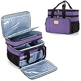 LUXJA 2 Layers Medicine Bag with Detachable Divider, Pill Bottle Organizer Suitable for Home or Travel Use, Purple