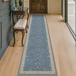 Non Slip 10ft Long Hallway Runner Rug Blue - 2 x 10