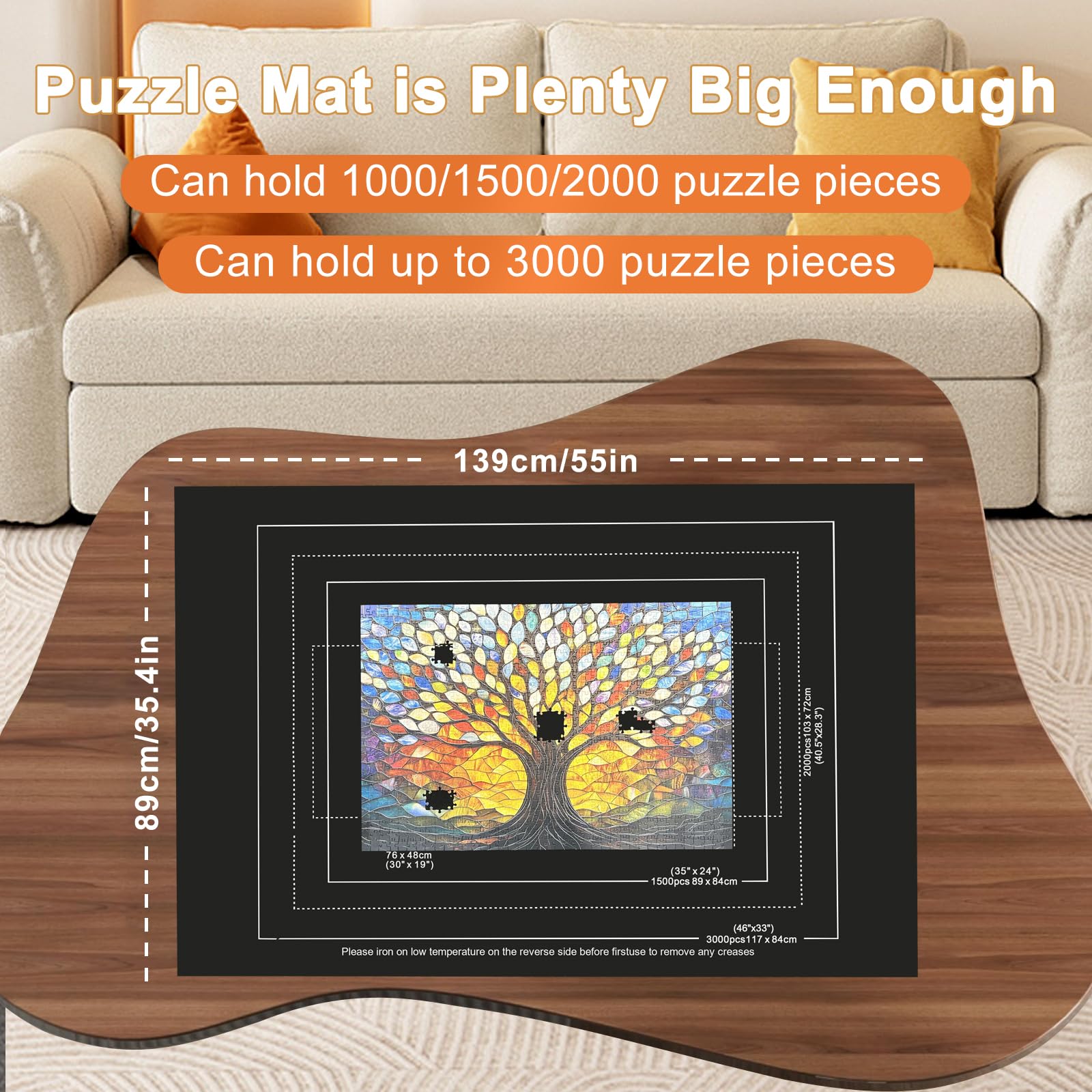Napzy Puzzle Mat-Jigsaw Puzzles Matt Roll Up to 3000pcs Roll-up Puzzled Board Puzzling Organizers and Storage with 8PCS Jigsaws Sorting Trays, Drawstring Storages Bag Jigsawn Keeper Saver