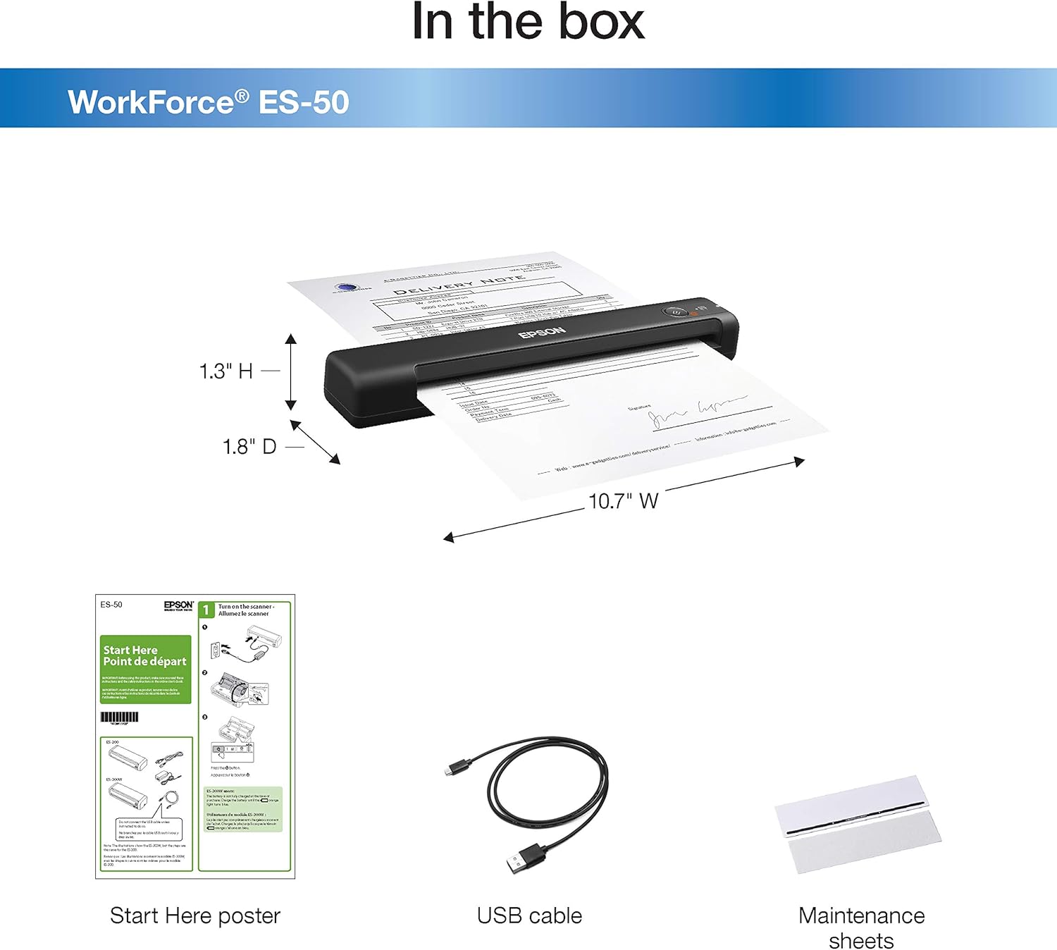 Epson WorkForce ES-50 Portable Sheet-Fed Document Scanner for PC and Mac: Electronics