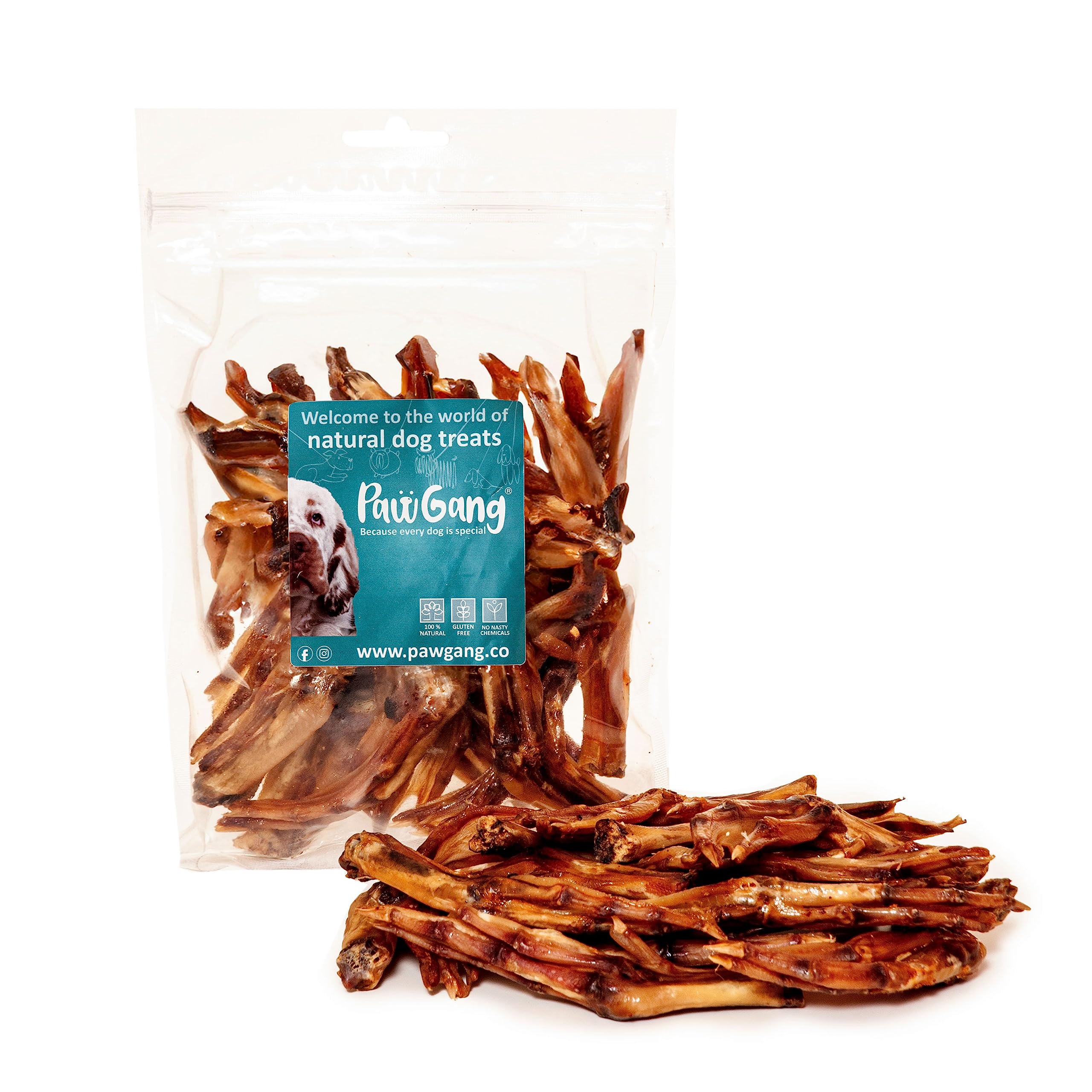 PawGang - Duck Feet 200g - 100% Natural Treats for Dogs Puppies Young Adult Old Small Large - Tasty Air Dried Chews Snacks - Healthy Hypoallergenic - Grain Free - Barf Raw - Bulk Bag