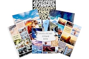 Diuhofart Travel Vision Board Magazines Stickers Book for Women, Vision Board Kit with Positive Affirmations & Alphabet Stickers, Gifts for Women Dream Collage Kit Scrapbooking