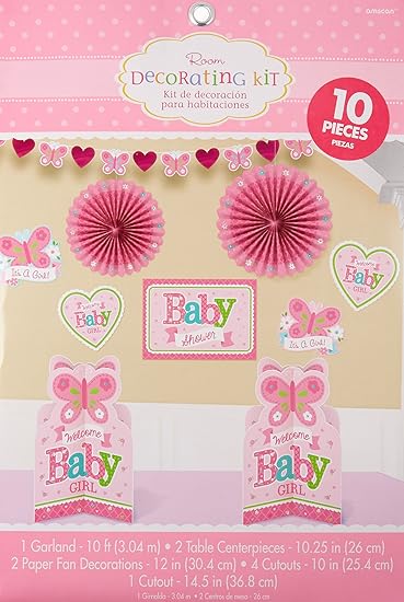 Amscan Appealing Welcome Little One Girl Room Decorating Kit Baby
