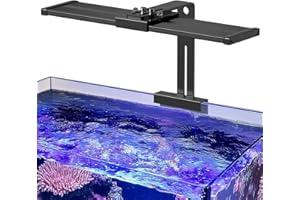 hygger LED Saltwater Aquarium Light, 24/7 Mode Nano Tank Reef Light for Coral, Refugium Light with White, Blue, U-V LEDs Dimmer Timer Moonlight Mounting Bracket 2 Metal Legs 21'' Long 35W