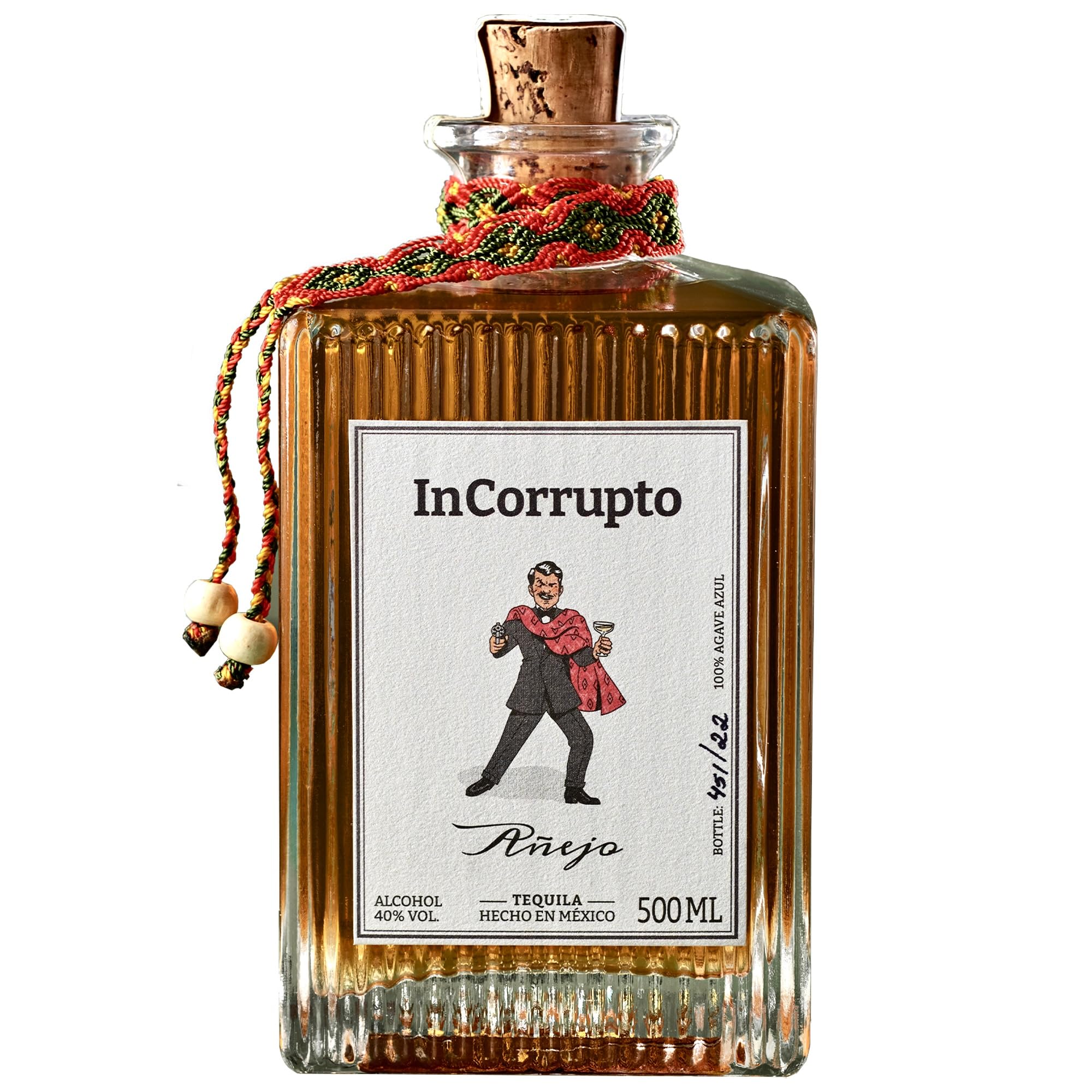 InCorrupto Añejo Tequila – 100 % Blaue Weber-Agave | 2 Jahre gereift in Bourbon- und Rotweinfässern | Weich & komplex | Premium-Tequila aus Mexiko | 40 % Vol | 0,5 l