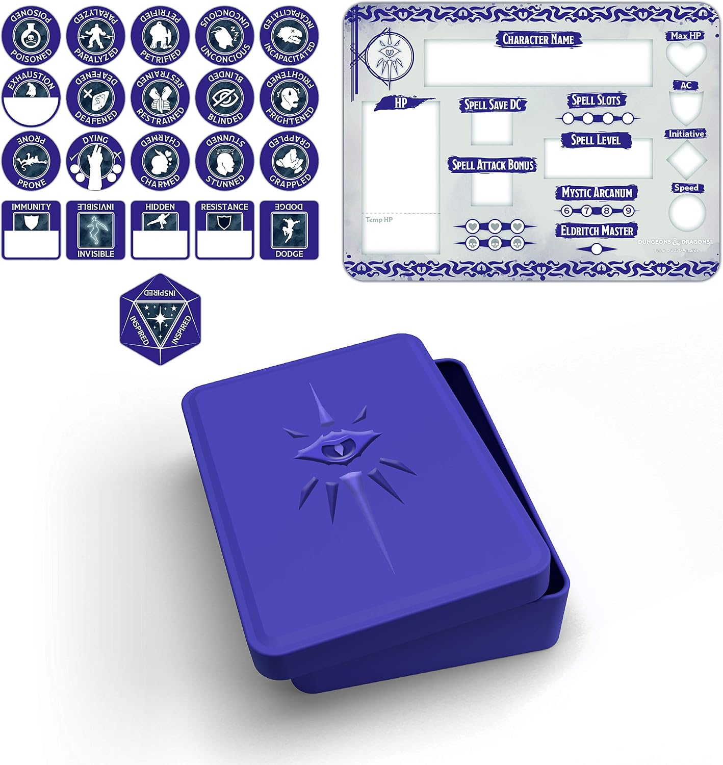 Gale Force Nine - Warlock Token Set (Player Board & 22 tokens), Multicolor