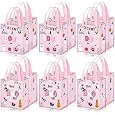 Tiamon 24 Pcs Pink Halloween Party Gift Bags Little Boo Non Woven Tote Bags with Handles Reusable Trick or Treat Candy Party Favor Bulk for Pink Halloween Baby Shower Birthday Fall Supplies