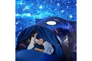 VBY Kids Dream Bed Tent Twin Size - Deluxe Space Adventure & Dinosaur Island & Unicorn & Winter Wonderland, Boys Girls Pop up Play Tents Children Game Tent Magical Playhouse Christmas Birthday Gifts