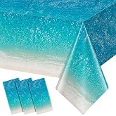 Hallswl 3Pcs 54X108inch Ocean Waves Disposable Plastic Tablecloths | Water Print Tablecloths Summer Disposable Plastic Table Covers for Beach Surf Pool Sea Themed Party Birthday Decorations