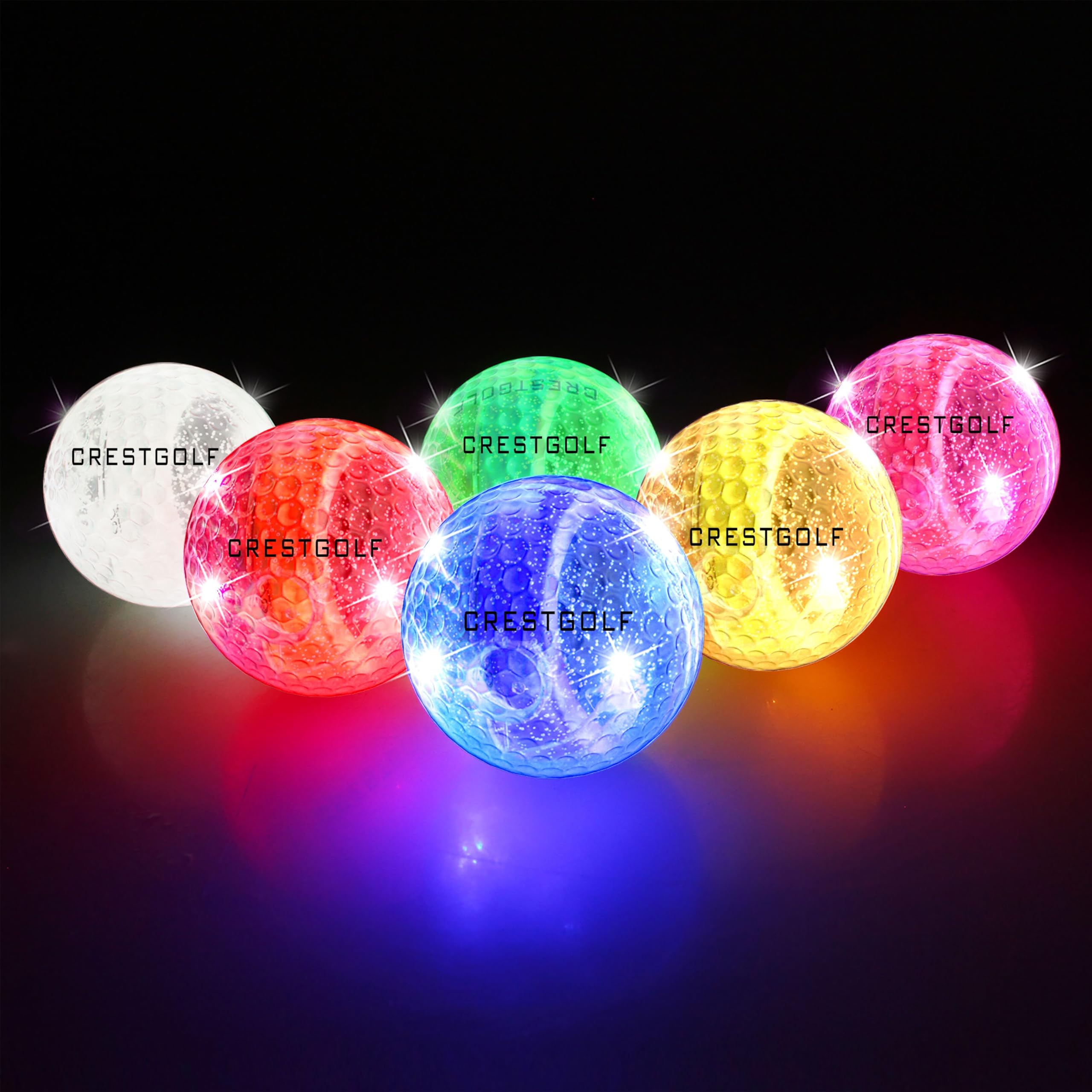 KOFULL Led Golf Balls Distance Golf Balls Practice Golf Balls For Night Training Golf Practice Flesh Bright Balls Mixed Color Pack of 6 pcs