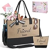 Birthday Retirement Gifts for Women Personalized Gifts for Friend Sister Bridesmaid Teacher Jute Tote Bag and Makeup Bag