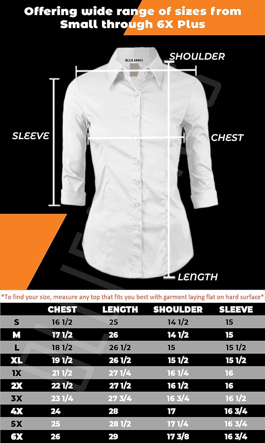 Women 3/4Sleeve Office Casual Button Down Blouse Shirt Junior PlusSize(Up to 6X): Clothing