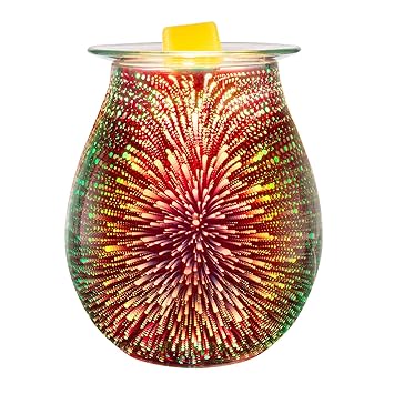 Amazon Com Electric Oil Warmer 3d Effect Fireworks Glass Wax