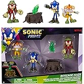 Sonic Prime 2.5-inch Action Figures Bos Cage Maze Themed 5 Pieces: Sonic, Gnarly Knuckles, Mangey Tails, Tree Stump and Green