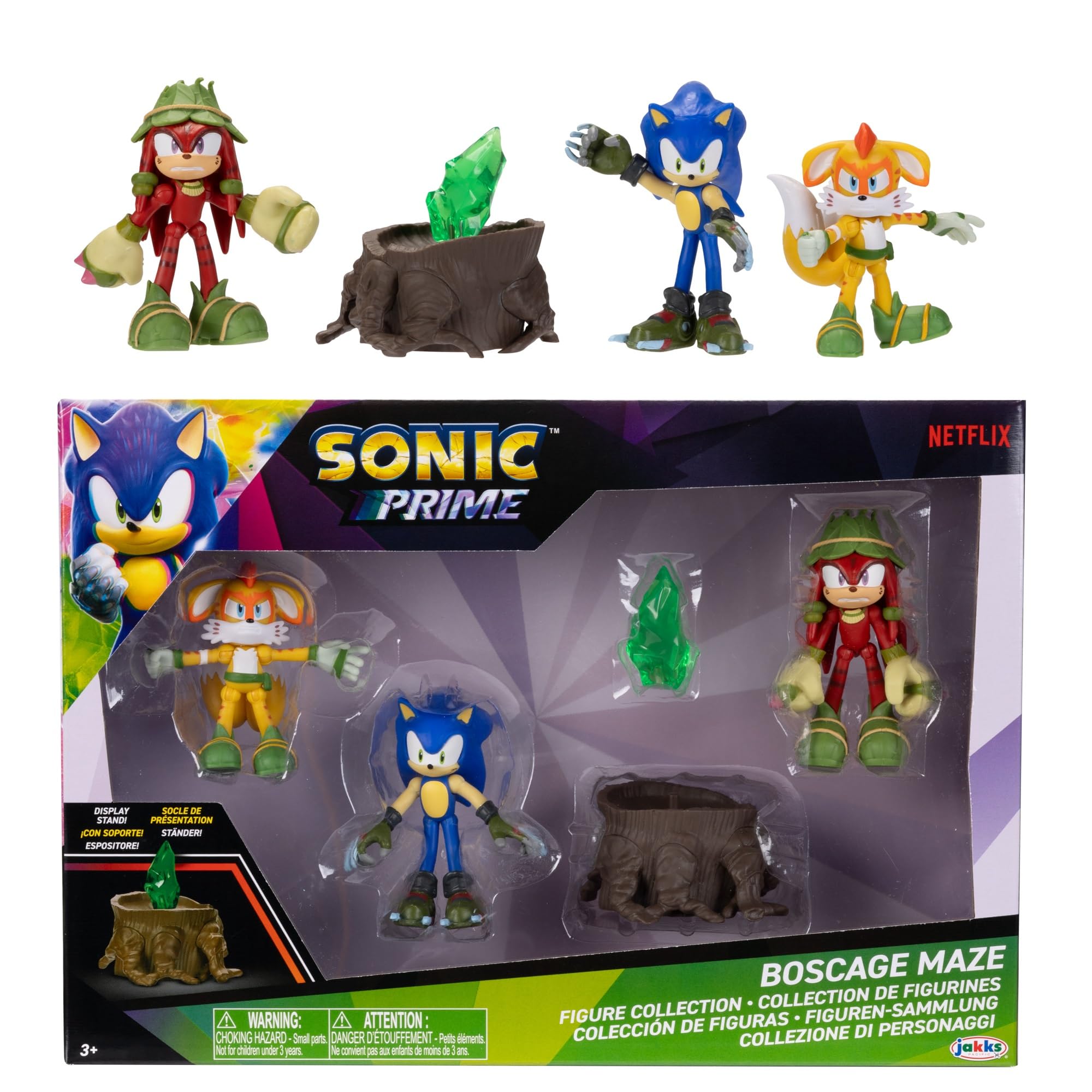 Photo 1 of Sonic Prime 2.5-inch Action Figures Bos Cage Maze Themed 5 Pieces: Sonic, Gnarly Knuckles, Mangey Tails, Tree Stump and Green Shard. Ages 3+ (Officially Licensed by Sega and Netflix)