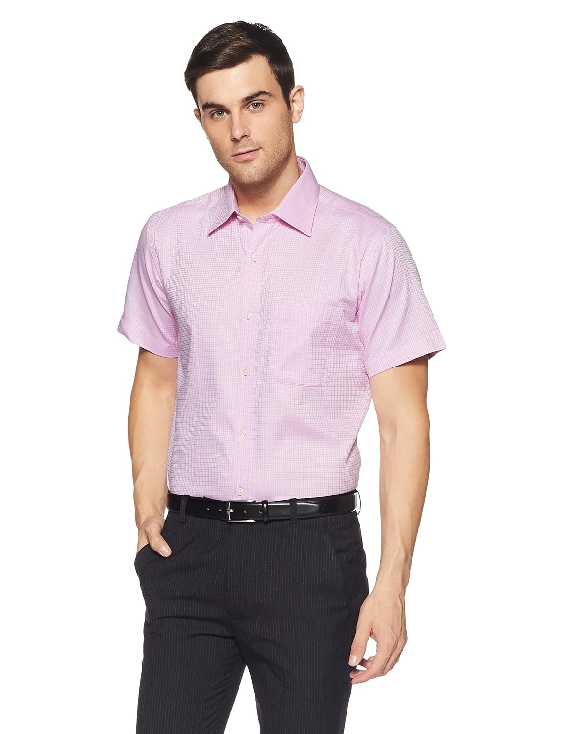 raymond men's solid regular fit cotton formal shirt