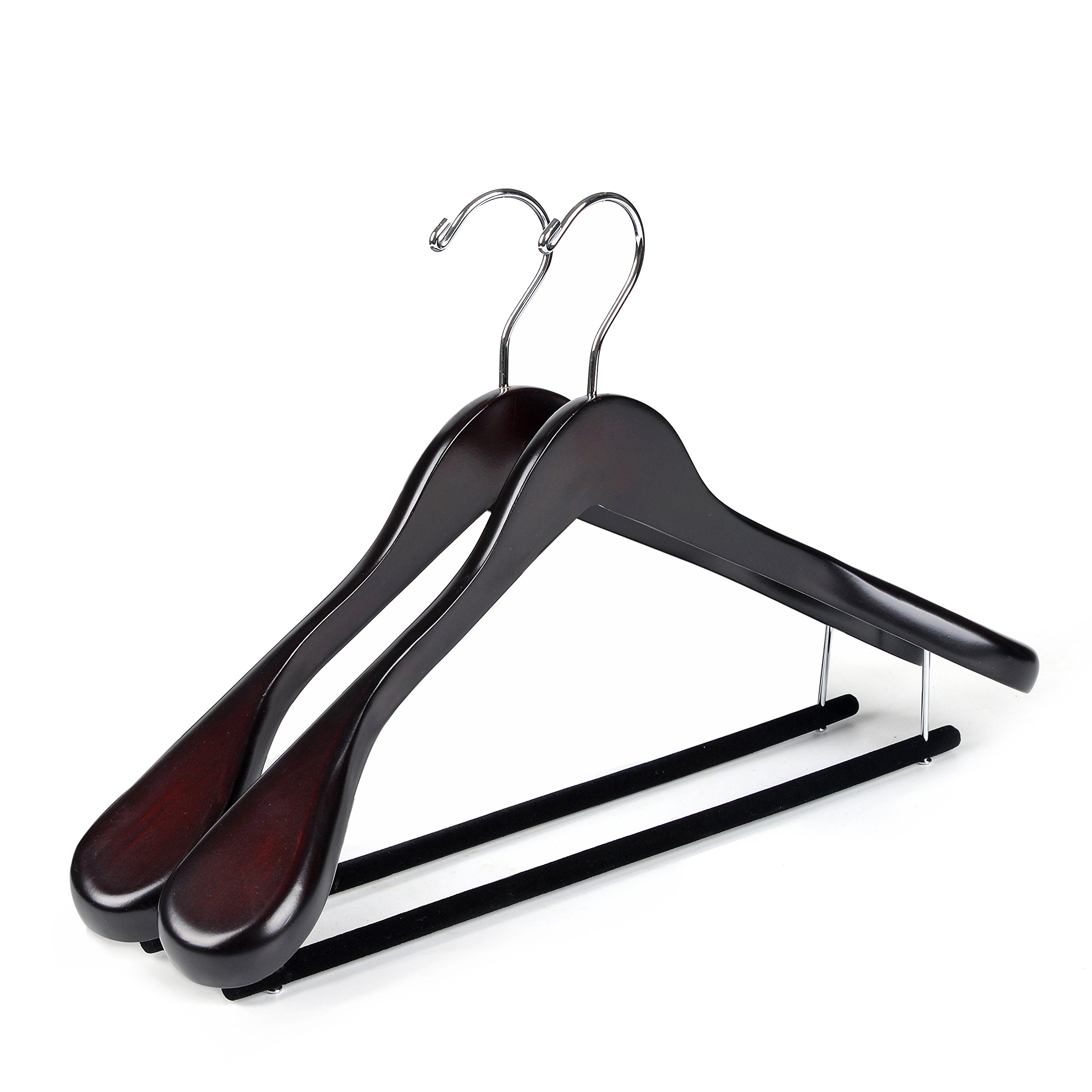 Quality Luxury Curved Wooden Suit Hangers Wide Wood Hanger for Coats