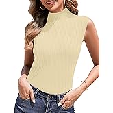 Totatuit Sleeveless Turtleneck Tops for Women Mock Turtle Neck Sweater Vest Casual Knit Pullover Tank Top 2025 Trendy Clothes