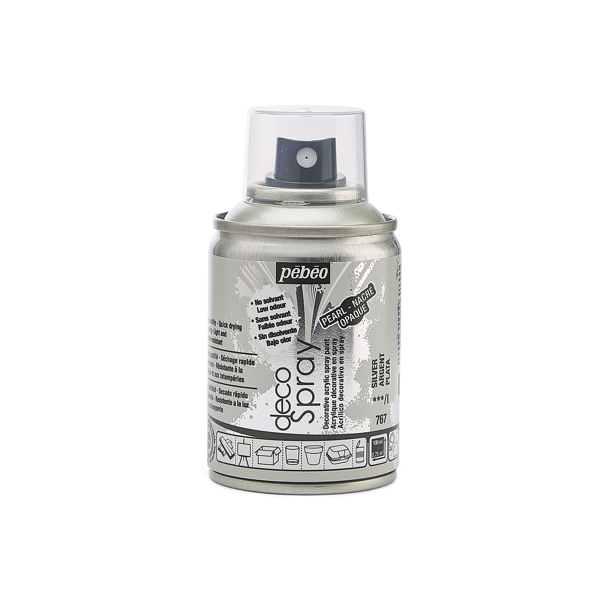 PEBEO 93767 100ml Deco Spray, Acrylic, Silver, 10.5 x 5.2 x 5.2 cm