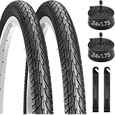 Dioty 2 Pack 24 inch Bike Tires Set,24x1.75 Folding Bike Tires Replacement | Wear-Resistant Bicycle Tires and Tubes Set Includes a Pair of Tire Levers for Hybrid Road City Commuter MTB Off-Road Bike