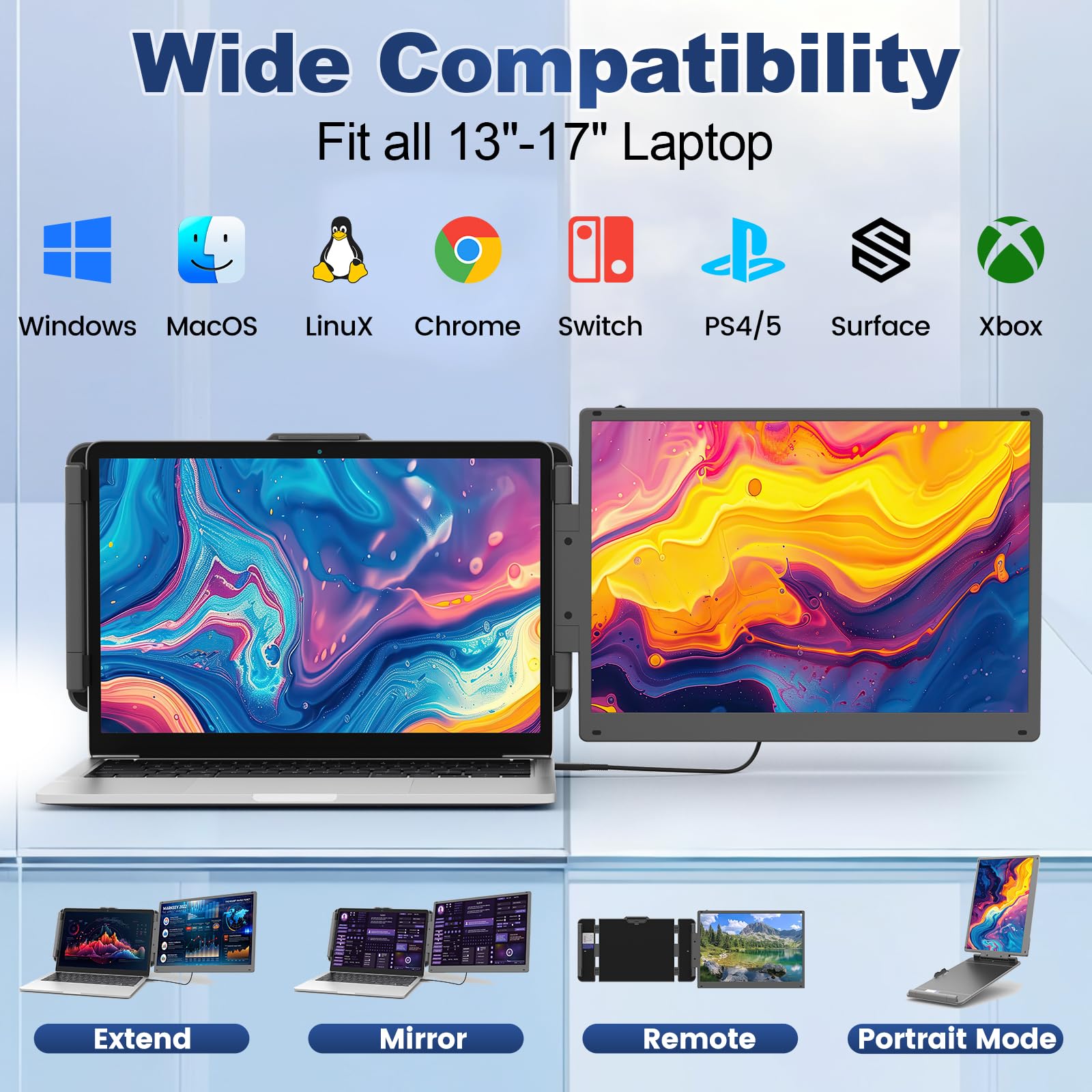 Cenerius 2K Ultra-Clear Laptop Screen Extender, 14