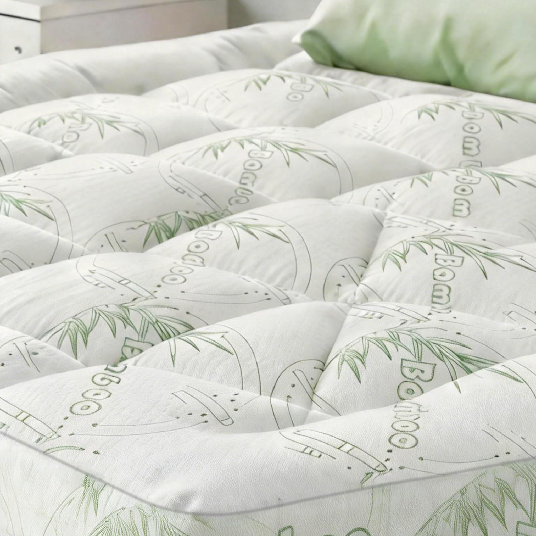 NightHug Bamboo Mattress Topper Full Size with Deep Pocket 1700 GSM Fill Cooling Shredded Memory Foam Mattress Pad Rayon Derived from Bamboo, Ideal for Side Sleepers, Back Pain, Hot Sleepers