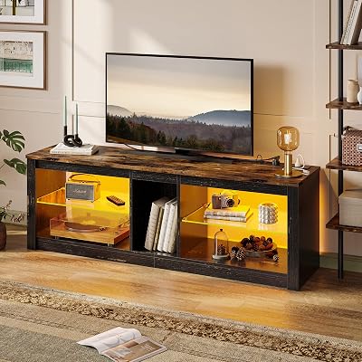Bestier 140cm TV Stand for 65 Inch TVs with RGB LED Lights & USB Ports